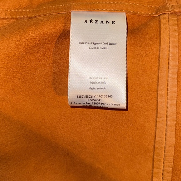 NWT Sezane Will Jacket Honey 100% Leather Size M - Picture 11 of 16